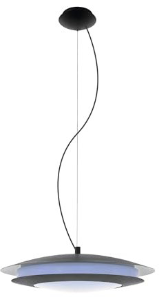 EGLO LED Hängelampe Moneva-C, Pendelleuchte Esstisch dimmbar, Stahl in schwarz, Kunststoff in weiss RGB, warmweiß-kaltweiß