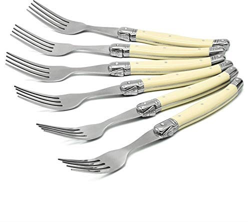 Laguiole Style 6-piece Abendessen Gabeln, reihe 6 tabelle gabeln mit weißer farbe griffen, 22 cm
