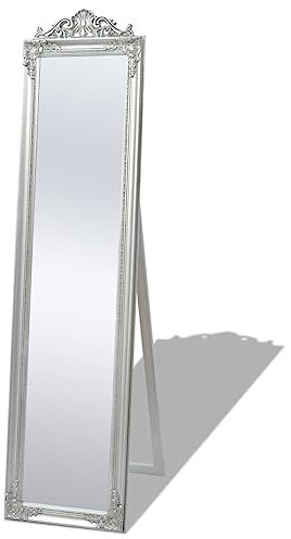 vidaXL Spiegel auf Standfuß, Barockstil, 160 x 40 cm, silberfarben