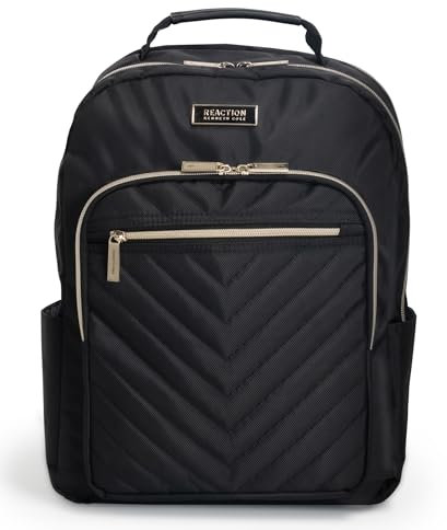 Kenneth Cole Reaction Chelsea Women's Chevron Quilted 15-Inch Laptop & Tablet Fashion Travel Backpack, Black, One Size, Chelsea Women's Backpack 15 Laptop Bag Computer Bookbag for Work,college,