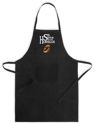 SAQUITOMAGICO Delantal de cocina El señor de los hornillos (negro).Delantal Mágico de la Tierra Media;Cocina como un Héroe.