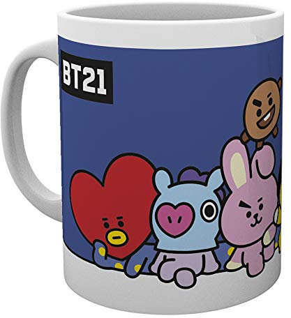 BT21 Tasse Gruppe weiß, bedruckt, 100% Keramik, Fassungsvermögen ca. 300 ml.
