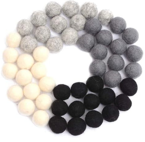 iSpchen Wollfilzbälle handgefertigt 50-teilig 2CM Wollfilz Pom Poms DIY Filzkugeln Bunter Plüschball handgefertigter Schmuck
