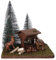 Holyart Szene Futterkrippe und Renntiere mit Tannenbäume 20x20x20cm für Krippe 8cm