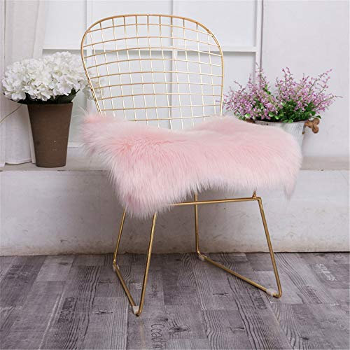 Nicole Lot de 2 tapis en peau de mouton synthétique imitation fourrure de mouton Rose clair 50 x 50 cm