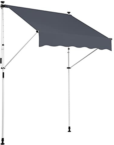 CLP Klemm-Markise Westerly I Ohne Bohren I Höhenverstellbar I UV50+ I Wasserdicht, Farbe:anthrazit, Größe:250x120 cm