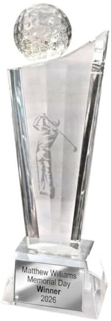 County Engraving Personalised Crystal Clear Optic Glass Golf Trophy Tower Award Golfer - Enter Your Own Custom Text (Large)