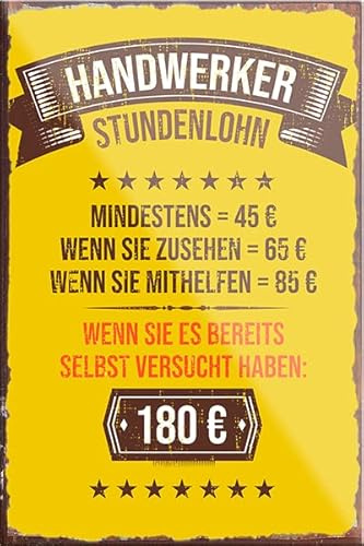 schilderkreis24 – Lustiger Spruch “Handwerker Stundenlohn“ Magnet Werkstatt Handwerker Deko Kühlschrankmagnet Humor Geschenkidee Geburtstag Weihnachten 9x6 cm