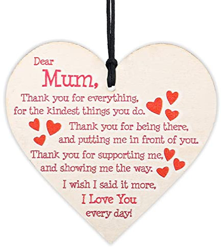 Wooden Hanging Heart Leaving Wall Signs & Plaques, Best Presents for Festival with Say Message, Wooden Heart Tag Ornament with String