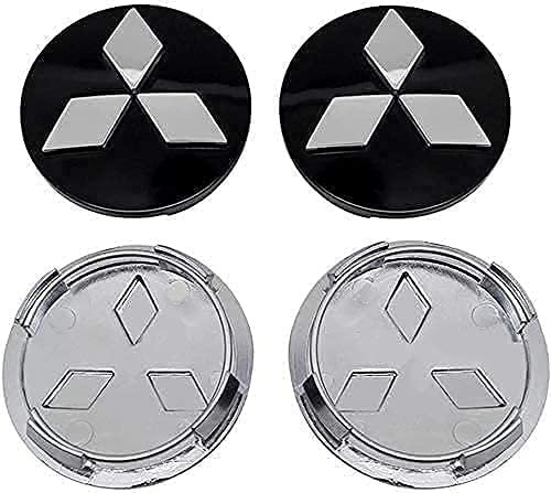 AKXBEFU 4 Stück Radnabenkappen für Mitsubishi ASX Lancer Outlander Eclipse Pajero 60mm, Nabendeckel Radnabenabdeckung Nabenkappen Felgendeckel Radkappen Wheel Hub Caps