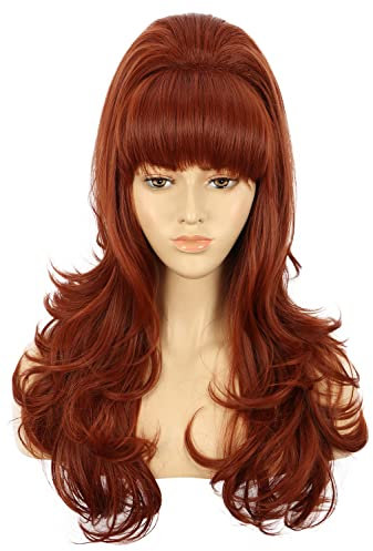 VGbeaty Frauen Lange Ingwer Bienenstock Vintage Verheiratet Hausfrau Bouffant 60er 70er Jahre Halloween Kostüm Cosplay Perücke