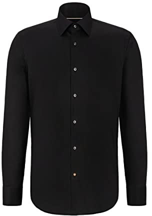 BOSS Herren H-JOE-C1-214 Regular-Fit Hemd aus bügelleichter Baumwoll-Popeline Schwarz001 43