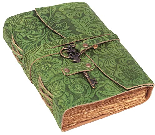 SH SHIFAA HANDICRAFT Leder-Tagebuch, antikes, handgefertigtes Büttenrand, Vintage-Papier, Lederbindung, Tagebuch – Buch der Schatten, Skizzenbuch, Zeichenbuch, tolles Geschenk (20,3 x 15,2 cm)