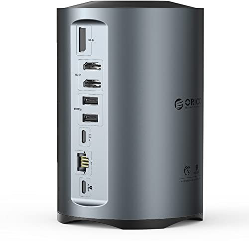 ORICO Docking Station, Dock USB C 15 in 1 Doppio Monitor per MacBook Pro M1/M2/Windows, Dock per Laptop con Doppio HDMI 4K, 8 Porte USB, DP, RJ45, Audio da 3,5 mm, TF/SD, PD da 100 W (Grigio)