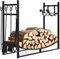 COSTWAY Porta Legna per Interni ed Esterni, Porta Legna per Camino di Metallo con Pala, Attizzatoio, Pinze, Scopa, Porta Legna da Ardere per Camino, Stufe e Braciere, Portata 50 kg (90 x 33 x 76 cm)