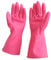 Guantes de goma, color rosa, de manga larga, con forro de algodón flocado, para limpieza, lavavajillas y jardinería