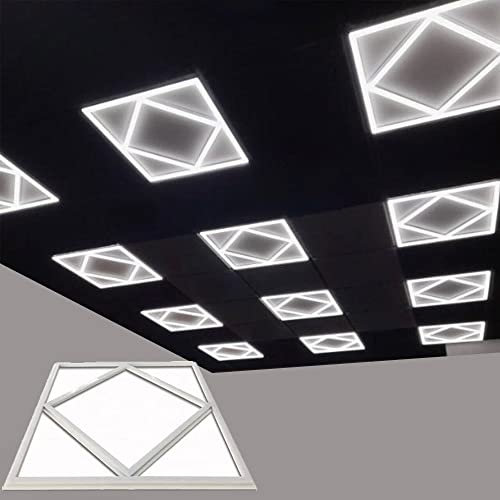 10x Trade Pack LED Lattice Diamond Panel 600x600 Edge Border Frame Lit Cool White 6500K 40W + 40W Suspended Ceiling Recessed Mounted Light Shop Office Home Lighting