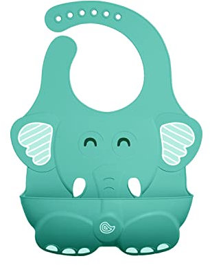 Silikon Baby Lätzchen für Babys-Kleinkinder, BPA Free Unisex Soft Adjustable Fit Silikon Fütterung Lätzchen mit Food Catcher Tasche, Unisex, Non Messy (grün)