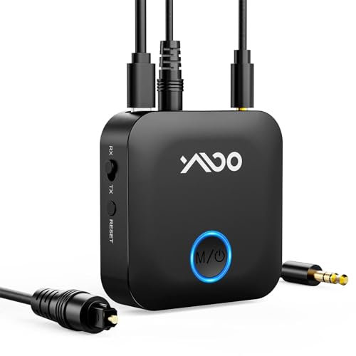 YMOO[2023 Amélioré Emetteur Recepteur Bluetooth 5.3, 2 en 1 Adaptateur Bluetooth pour TV Double Connexion/aptX-LL/HD Entrée/Sortie Numérique Optique SPDIF+3.5mm Jack pour Enceinte Casque Avion,131ft