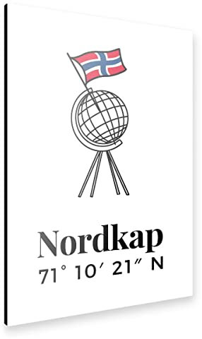 artboxONE Alu-Print 150x100 cm Nordkap Norwegen Globus Flagge von Künstler JulimaltdieWelt