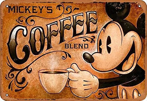 Ecostan Mickey'S Coffee Kitchen Cafe Club Bar Restaurante Retro Wall Decor Cartel Metal Cartel 8 x 12 pulgadas
