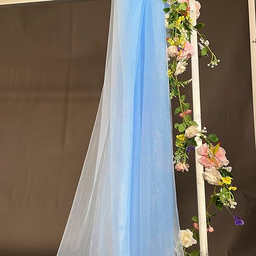 Duories 3m x 160cm Soft Tüllstoff,Tüll Stoffe zum Nähen,Netzstoff Dekostoff Drapierstoff für Arbor Hochzeit Vorhang Hochzeitsbogen Freihanddeko Querbehang Gardine Torbogen Zeremonie Party Dekor,Blau