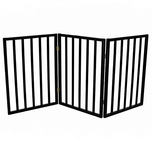 Oypla Black Dog Safety Folding Wooden Pet Gate Portable Indoor Barrier