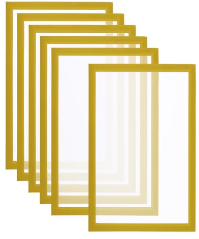 PATIKIL 6 Stück Magnetrahmen, A4 Info-Rahmen selbstklebend Hinweis, Gold | Aufklappbarer mit Magnetverschluss bilderrahmen Postkarte Zeichnung, Mattierter Oberfläche