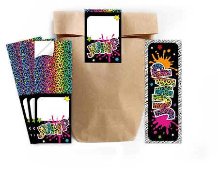 Minkocards Mitgebsel Kindergeburtstag Mädchen 12 Lesezeichen + 12 Geschenktüten (Natur) + 12 Aufkleber Trampolin Jump Gastgeschenke für Mädchengeburtstag