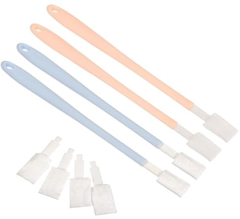 PATIKIL Desechable Grietas Cepillo Inodoro Tazón Limpieza Herramienta 2 Manijas y 100 Cepillo Cabezales para Ventana Ranura, Teclado, Puerta Pista