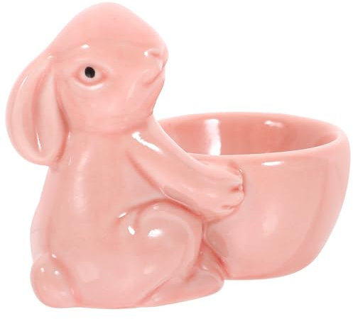 Alipis Osterhase Porzellan Eierbecher Keramik Hase Figur Eierhalter Teelicht Kerzenhalter Ostern Frühling Home Tischdekoration Rosa