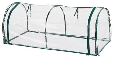 Top Home Solutions® Tunnel Greenhouse - Cold Frame With Clear PVC Cover, Zipped Door - Portable Greenhouse For Plants And Vegetables- Perfect for Outdoor Garden and Home