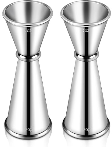 2 Pcs Jigger for Bartending, Premium 304 Stainless Steel Jigger 2 oz 1 oz, Professional Heavy-Duty Double Jigger, Cocktail Jigger, Cocktail Measuring Cup