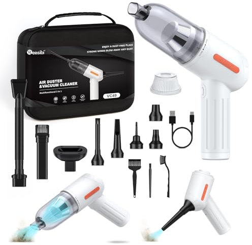 3 en 1 Portable Aspirateur et Souffleur Air Comprimé, 3 Vitesses 130000 RPM Dépoussiérants Puissants électrique, 12Kpa Mini aspirateur pour PC Nettoyage, Clavier,Voiture, Canapé, Maison