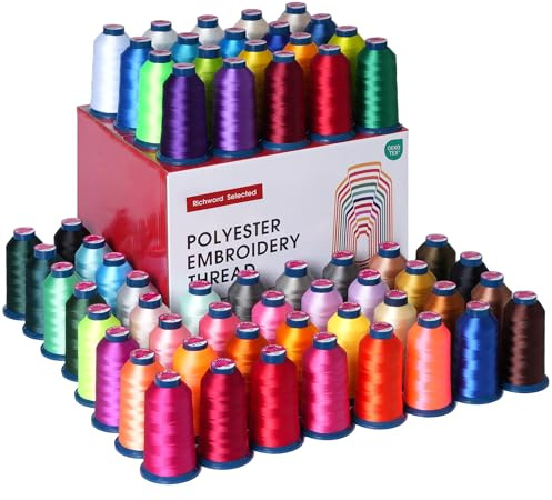 Poolin Richword 4374Y Stickmaschinengarn, 40 W (108D/2), Polyestergarn, je Kegel, 60 Farben, 4000 m