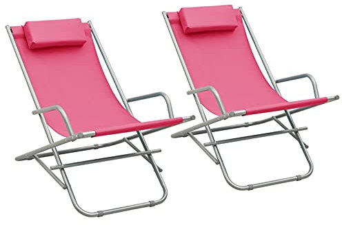 Bulliing Sedie a Dondolo 2 pz in Acciaio Rosa,Poltrona Dondolo,Sdraio Relax,Sedia a Sdraio