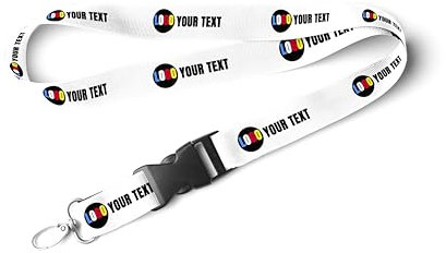 TEMEITE Cordon personnalisable avec clip de sécurité et crochet pivotant en métal – Idéal pour les badges d'identité, les clés et l'utilisation au bureau – Plusieurs couleurs disponibles, blanc,