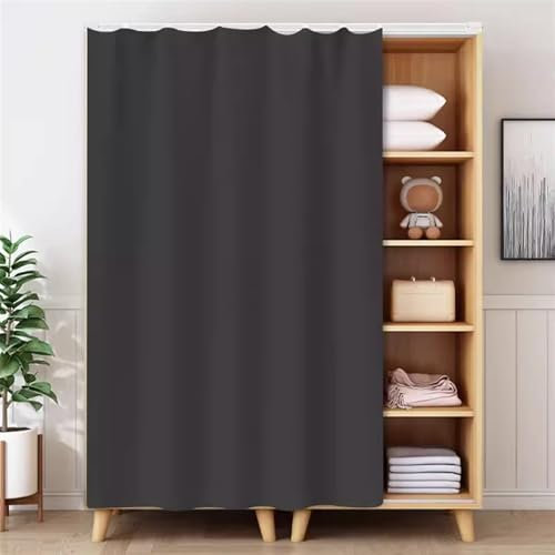 BESTORI Schrankvorhänge für Küche Selbstklebend Waschbar Staubdichter Vorhang Privatsphäre Gardine für Kleiderschrank, Regale, Badezimmer, Grau 02, 120cm x 150cm