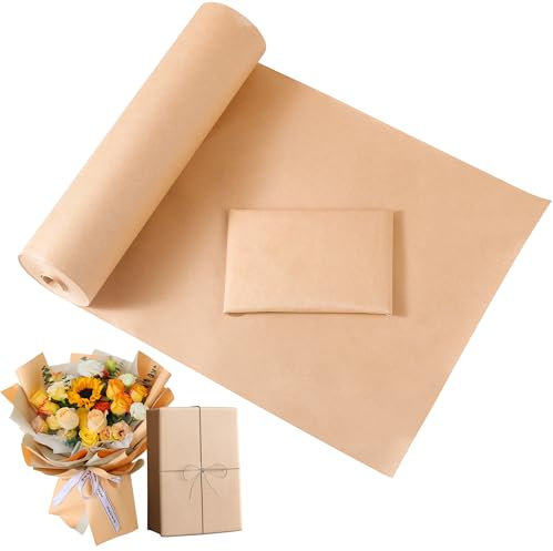 WUFANC Packpapier Rolle (1 Rolle, 30 cm x 30 m) - Braune Kraftpapier Rolle, 0,11MM Dick, Geschenkpapiere Rolle Langlebig und Einfach Zusammenzufalten, Verpackungspapier für Bastelarbeiten und Malen