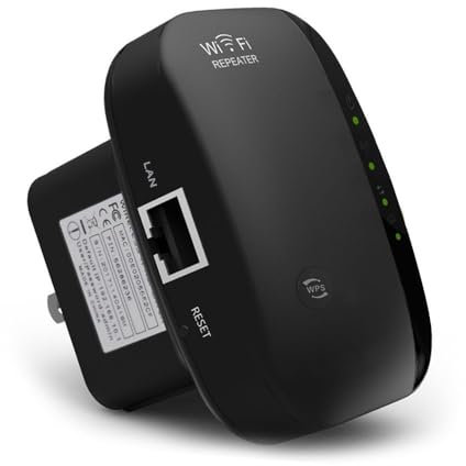 Wzcolit 2024 Newest WiFi Extender Booster,Home and Garden Wireless Signal Boosters,Portable WiFi Range Extenders,Internet Repeater with Ethernet Port,Support AP/RP Mode,UK plug Black