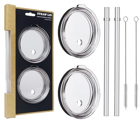 30 oz Tumbler Straw Lid, 2 Pack Replacement Lids for YETI 26oz/30oz/35oz Straw Mug, Transparent Travel Tumbler Top with BPA Free and Shatter-proof