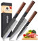 oFuun Set Damasco Coltelli da Cucina Professionali，3 Pezzi Coltello Da Cucina Giapponese Professionali Coltello da Chef per Carne e Pesce