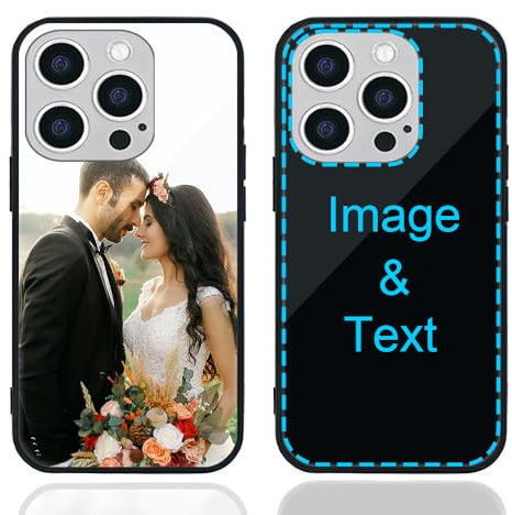 MXCUSTOM Personalised Phone Case for Apple iPhone 16 Pro, Customised Anti-Scratch Tempered Glass Shockproof Soft TPU Cases with Photo Image Text Picture Design Your Own Phone Cover (GHS-BK-P1)