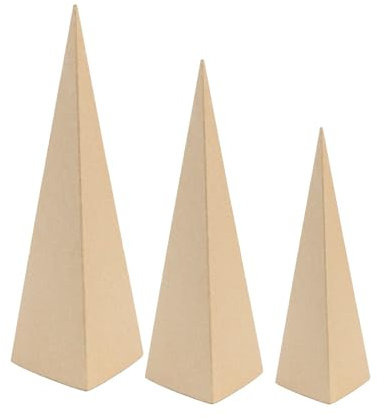 3 Stück Pappmaché-Dreieck-Bastelkegel, offener Boden, Pappkegel für Herbst, Halloween, Weihnachten, DIY, Zwerge, Ornament, Kegel, Baumschmuck, DIY, Kunst, Handwerk, Heimdekoration, Packung, 13,75 x