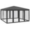 vidaXL Partyzelt, Pavillon mit 8 Mesh-Seitenteilen, Gartenpavillon für Party Hochzeit, Festzelt Gartenzelt Eisengestell Wasserfest UV-beständig, Anthrazit 4x4m HDPE