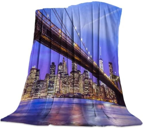 SJSXWQN Decke New York Kuscheldecke Flauschig Extra Weich Warme Mikrofaser Wohndecke Fleecedecke für Tagesdecke Sofadecke Couchdecke Bettüberwurf - 130x150 cm