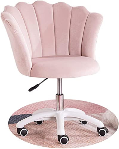 Chaise de bureau pivotante moderne en velours enveloppé de pétales avec assise rembourrée Rose clair