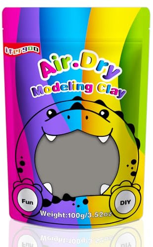 iFergoo Lufttrocknende Knete Ultra Light, Modelliermasse Selbsthärtend, Kreative Magische Clay für Kinder, DIY Bastelset, Geschenk für Jungen & Mädchen ab 3 Jahren 100g / 3.52oz (Graue Knete)