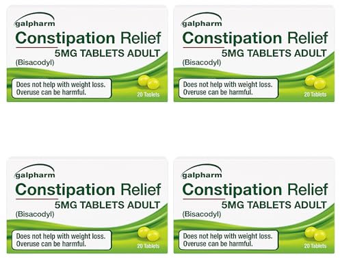 80 x Constipation Relief Laxative - 5mg Tablets - Effective Overnight Constipation Relief - Fast Acting Stool Softeners (20 x 4 Pack)