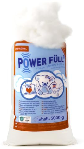 POWER FÜLL Füllwatte, 5 kg Polyester-Füllwatte, für Kissen, Kuscheltiere und Sitzkissen, spielzeugsicher, Öko-Tex-Standard Zertifiziert, waschbar, trocknerbeständig